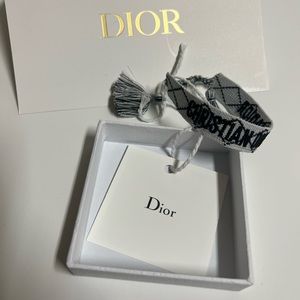 Christian Dior Friendship Bracelet White Black Diamond Embroidered Bracelet